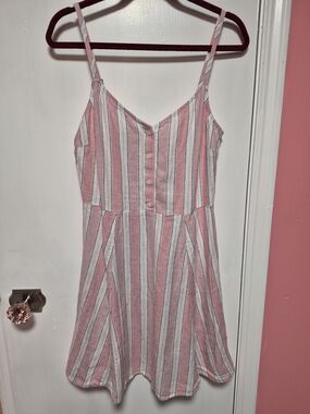 GAP Pink and White Striped Dress with Navy Trim